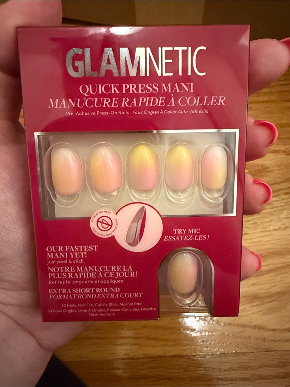 Glamnetic quick press mani in sherbert ombre